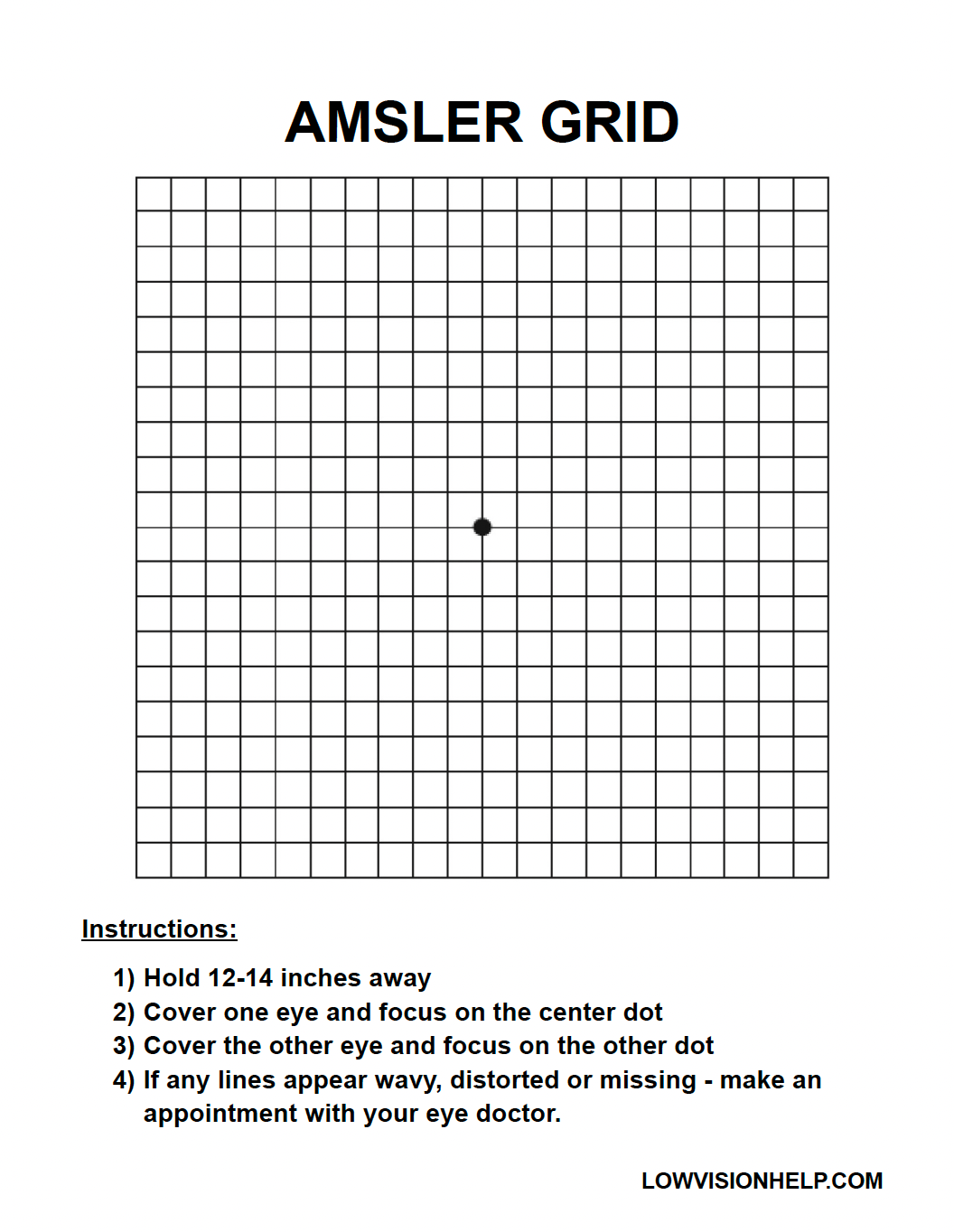 Amsler Grid - 4 x 6 Magnet