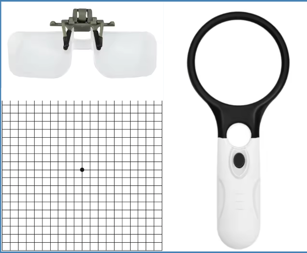 3 In 1 Kit: Amsler Grid & Magnifiers