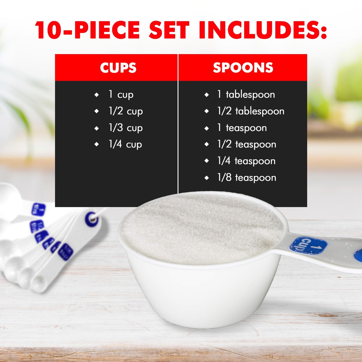 Large Print High Contrast Plastic Measuring Cup Set