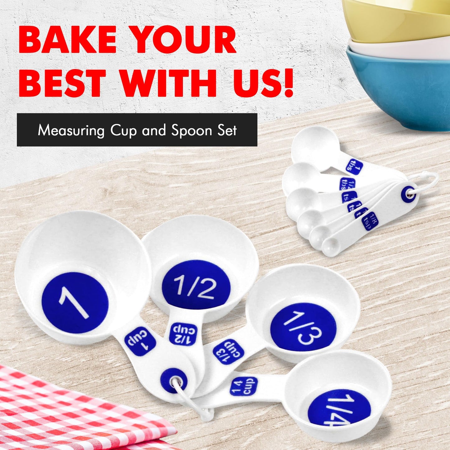 Large Print High Contrast Plastic Measuring Cup Set