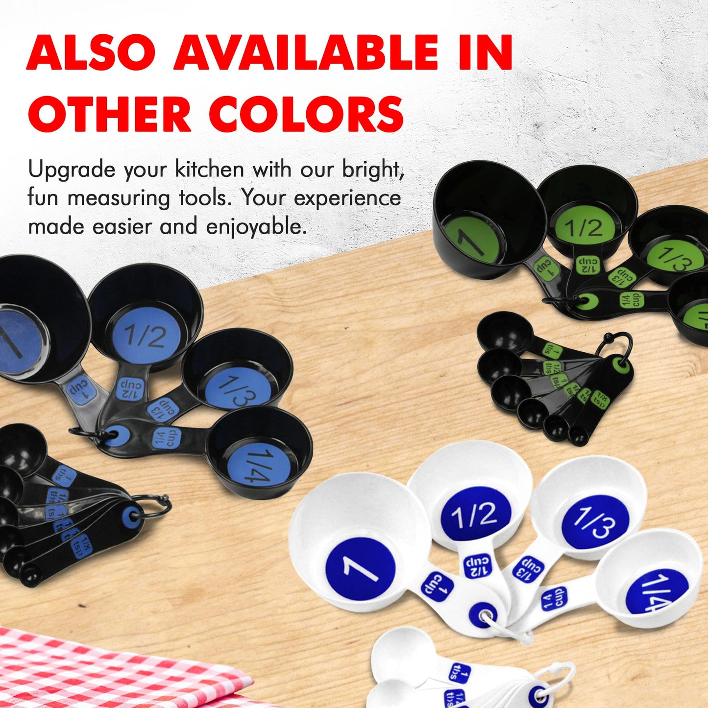 Large Print High Contrast Plastic Measuring Cup Set
