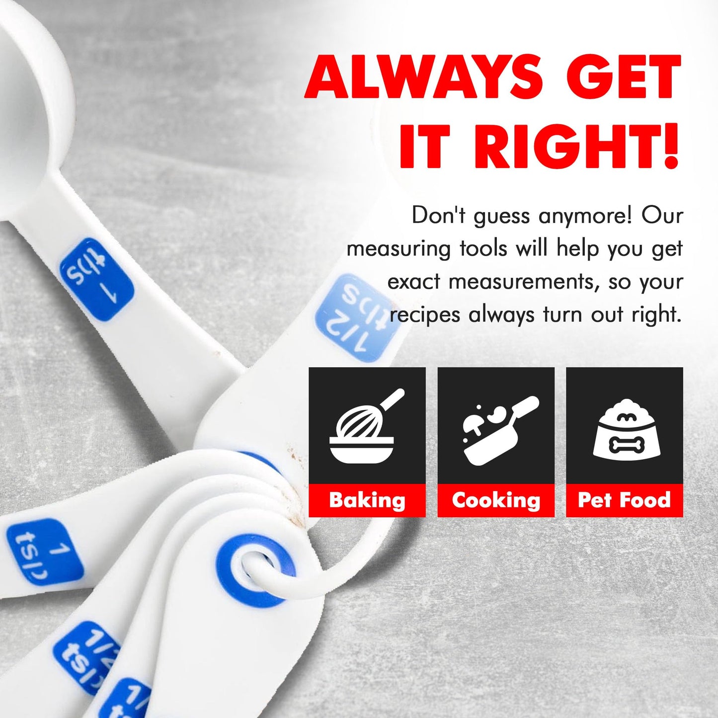 Large Print High Contrast Plastic Measuring Cup Set